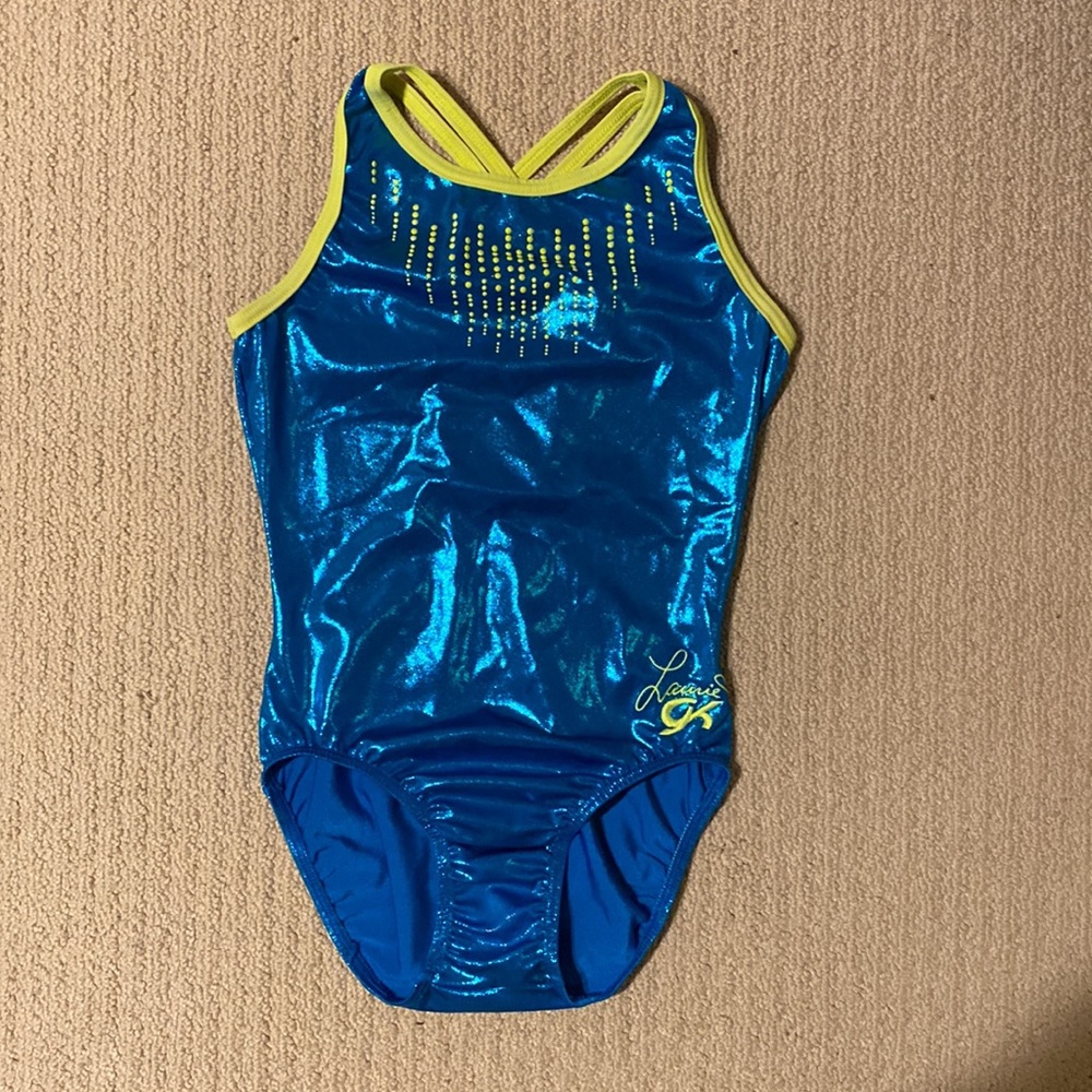 LAURIE HERNANDEZ Leotard GK ELITE gymnastics “GLO GIRL” Turquoise Tank Size: AS